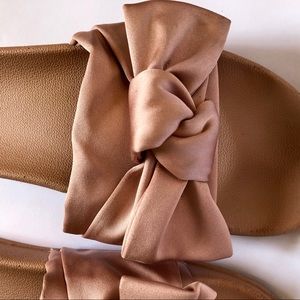 Rose gold slip on sandals